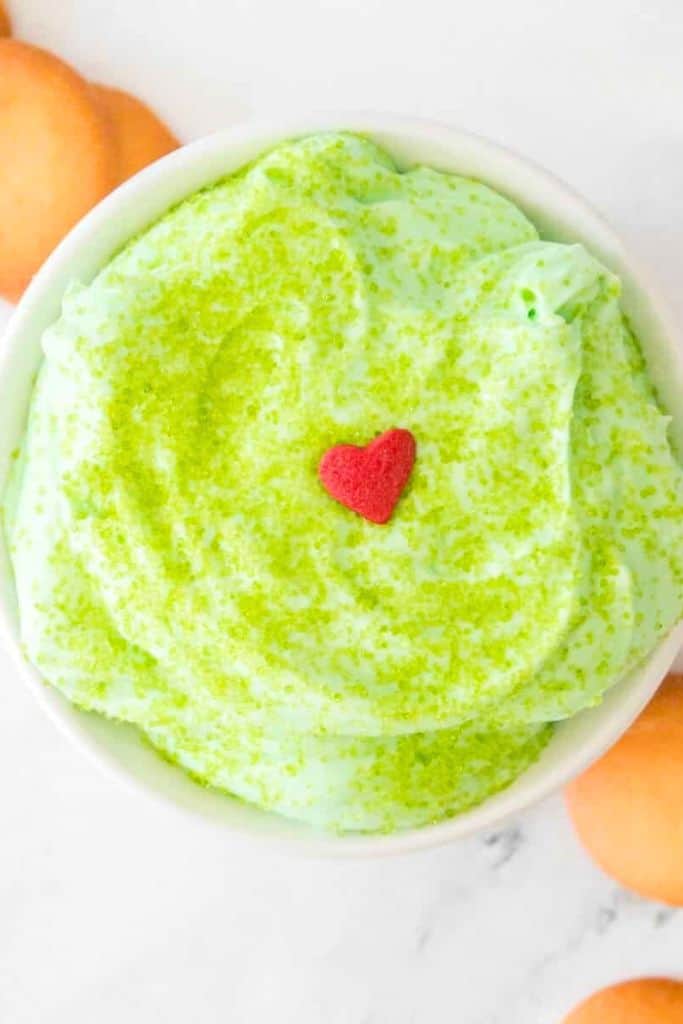 grinch dip in bowl.