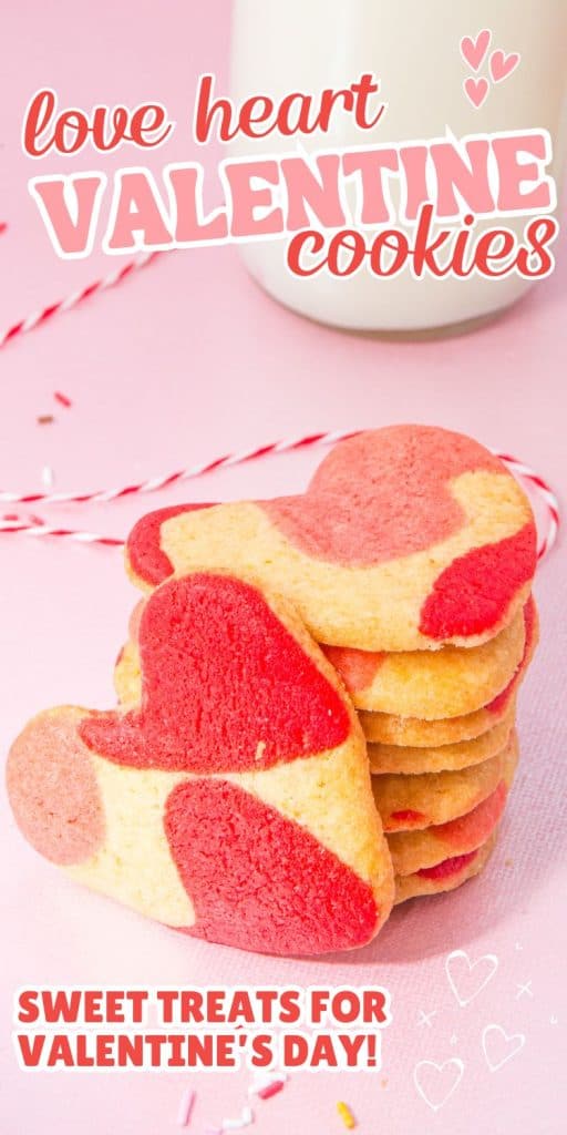 heart shaped cookies with text overlay.