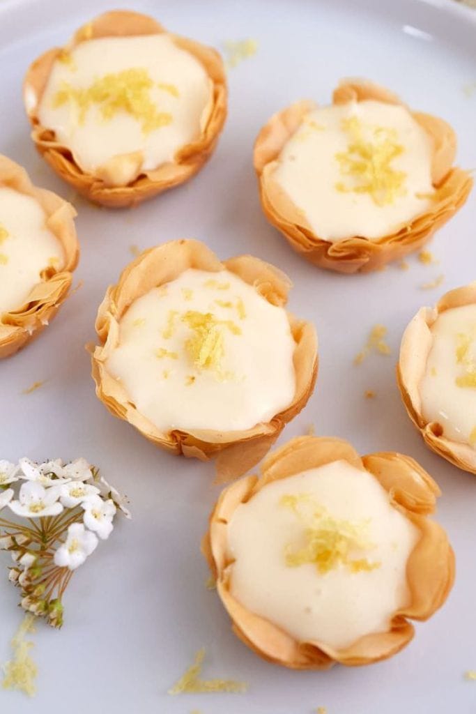 mini lemon tarts with filo pastry.