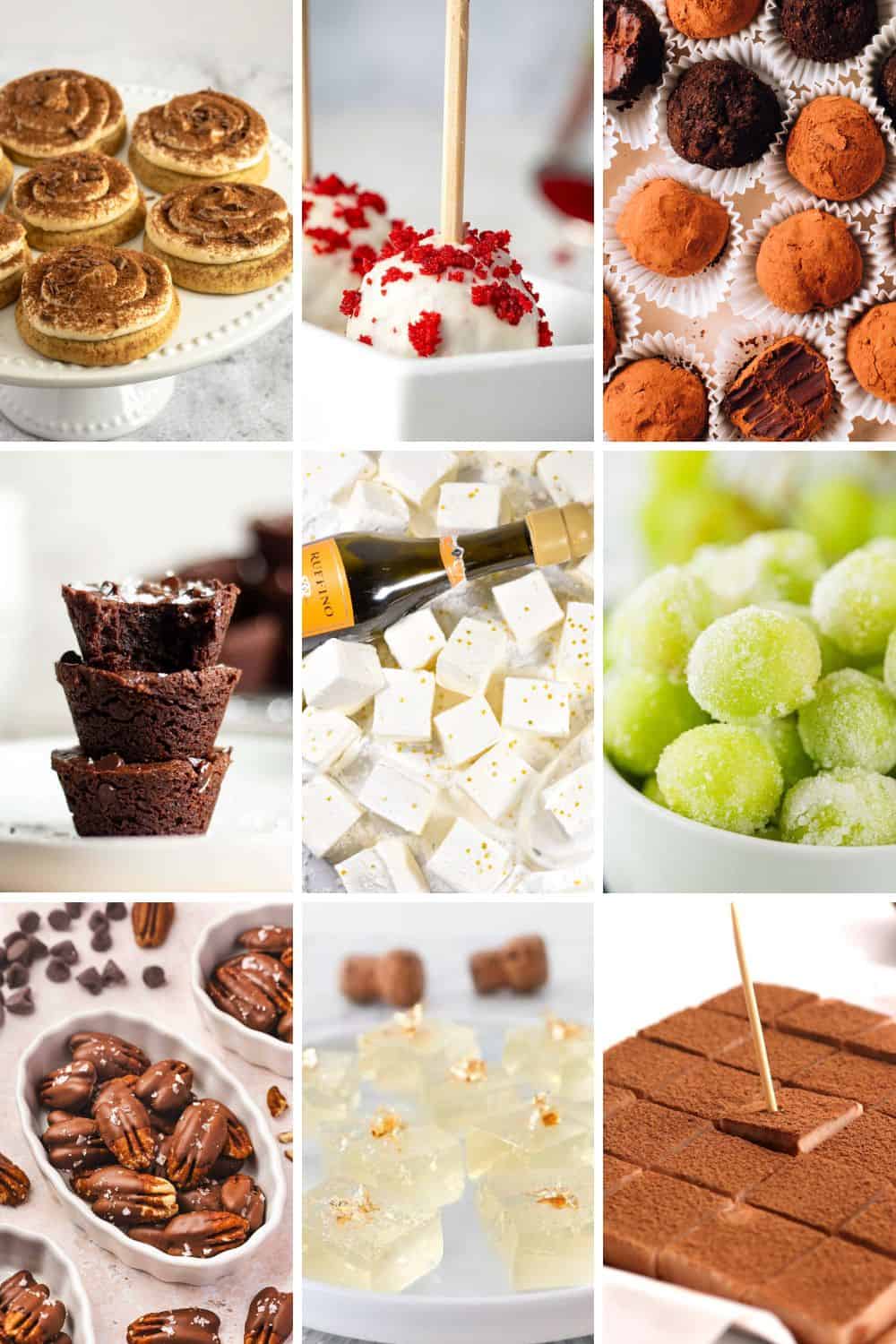 collage of mini desserts for new years eve.
