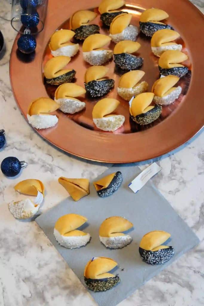 platter of decorated fortune cookies.