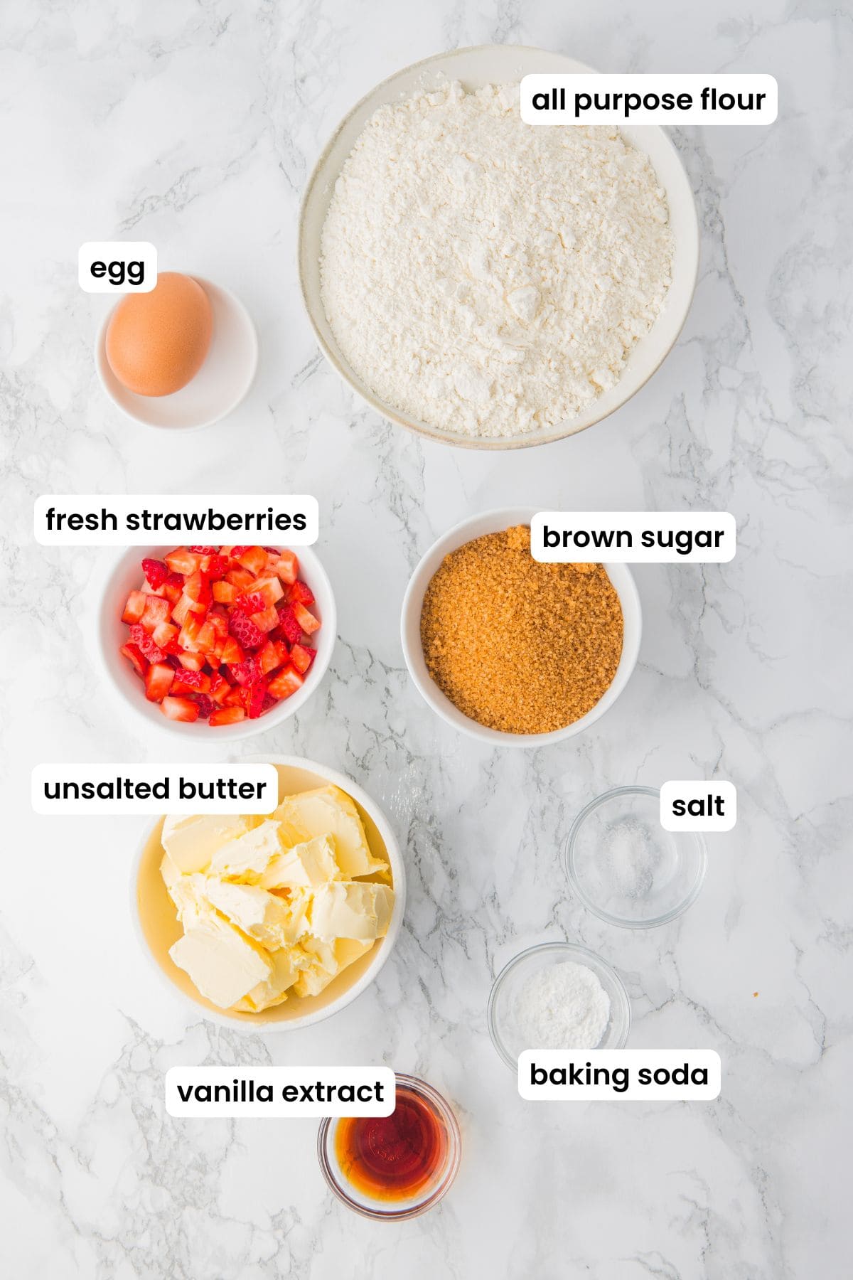 strawberry cookie ingredients labelled.