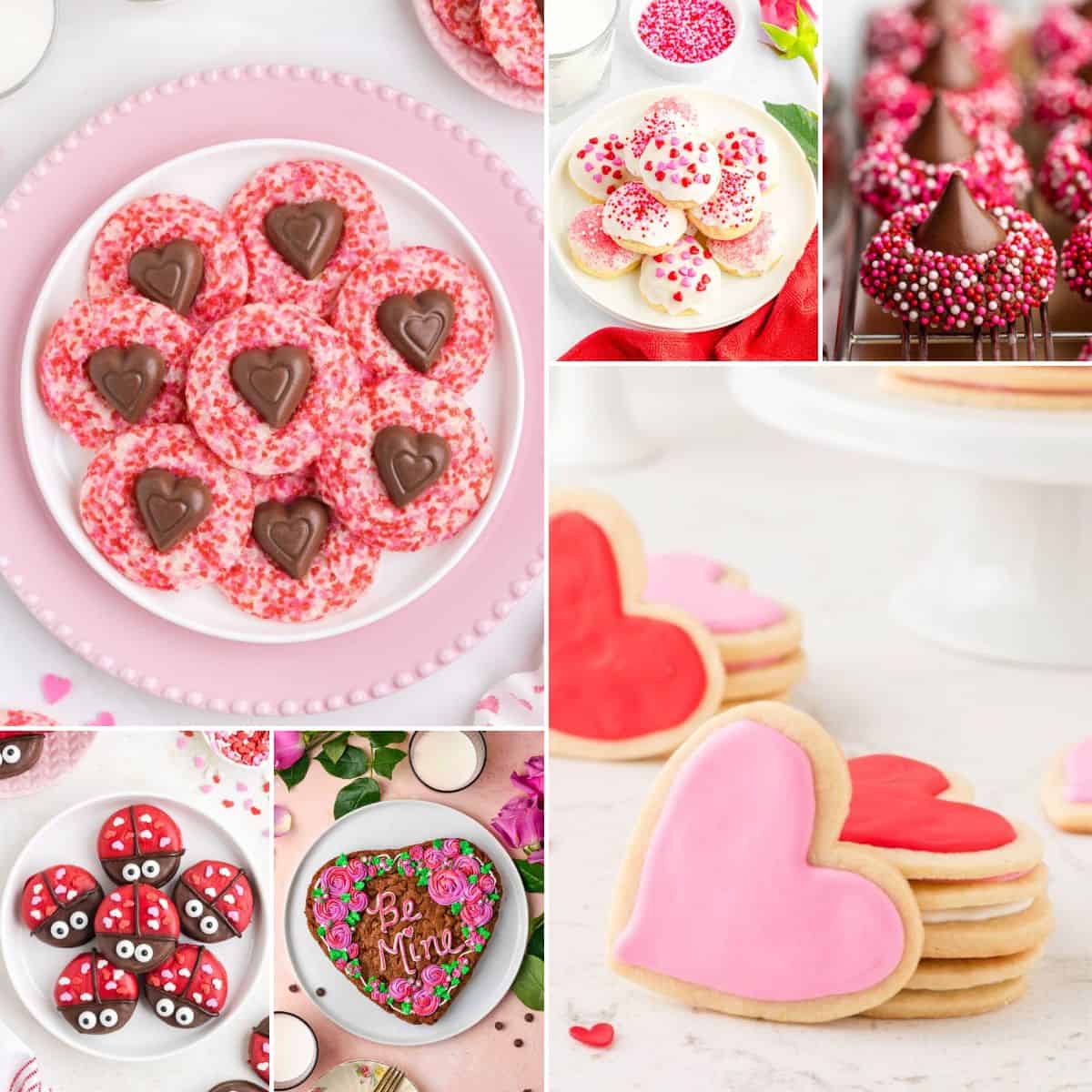 collage of valentine cookies recipes.