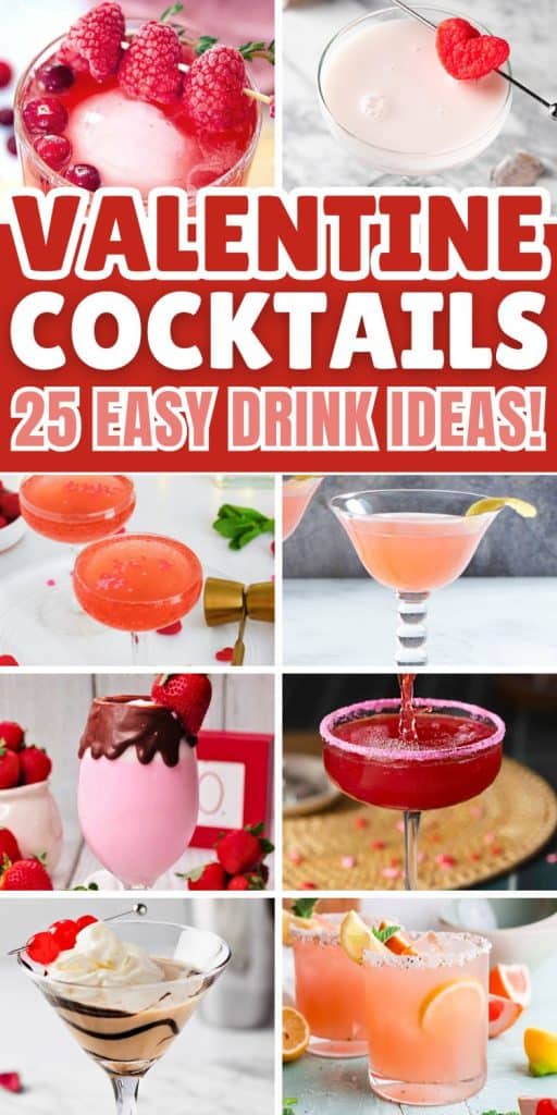 collage of valentines drinks with text overlay.
