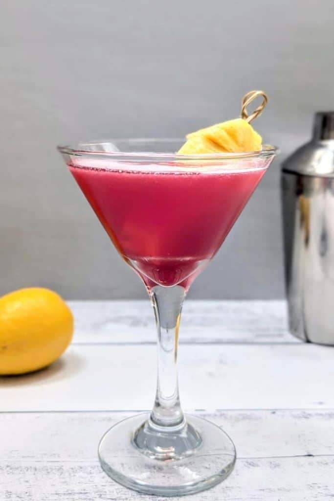 hawaiian smash martini in cocktail glass.