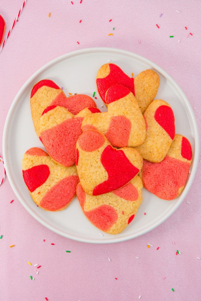 love heart shaped cookies on a pate.