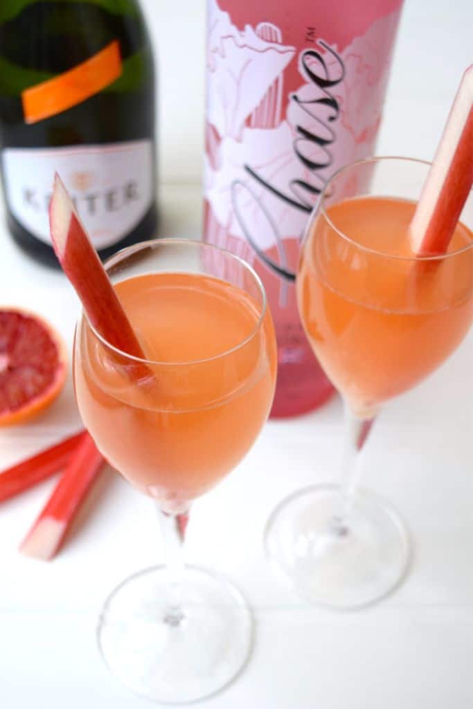 rhubarb blush orange fizz drinks in glasses.