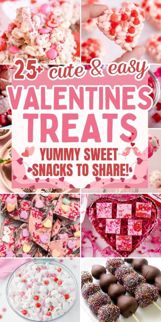collage of valentine treats with text overlay.