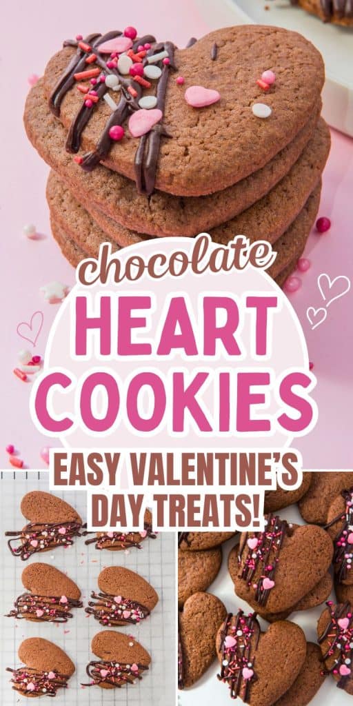 collage of valentine chocolate cookies with text overlay.