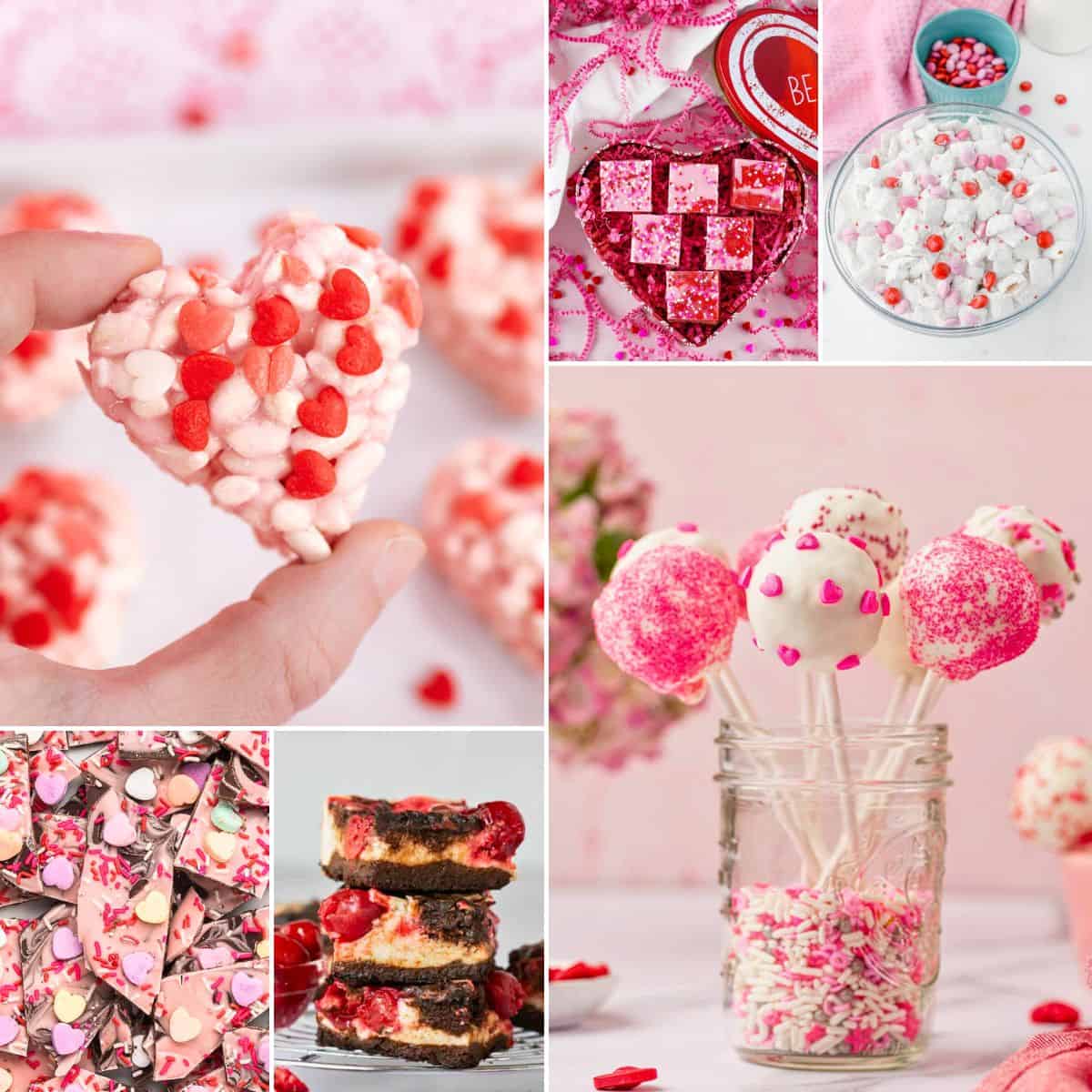 collage of valentines treats.