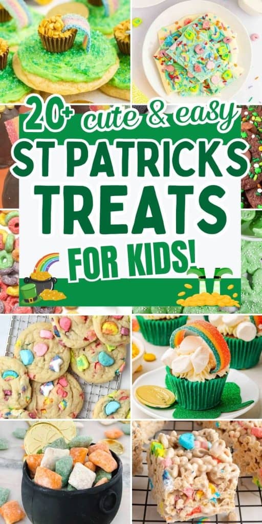 collage of st patricks treats for kids with text overlay.