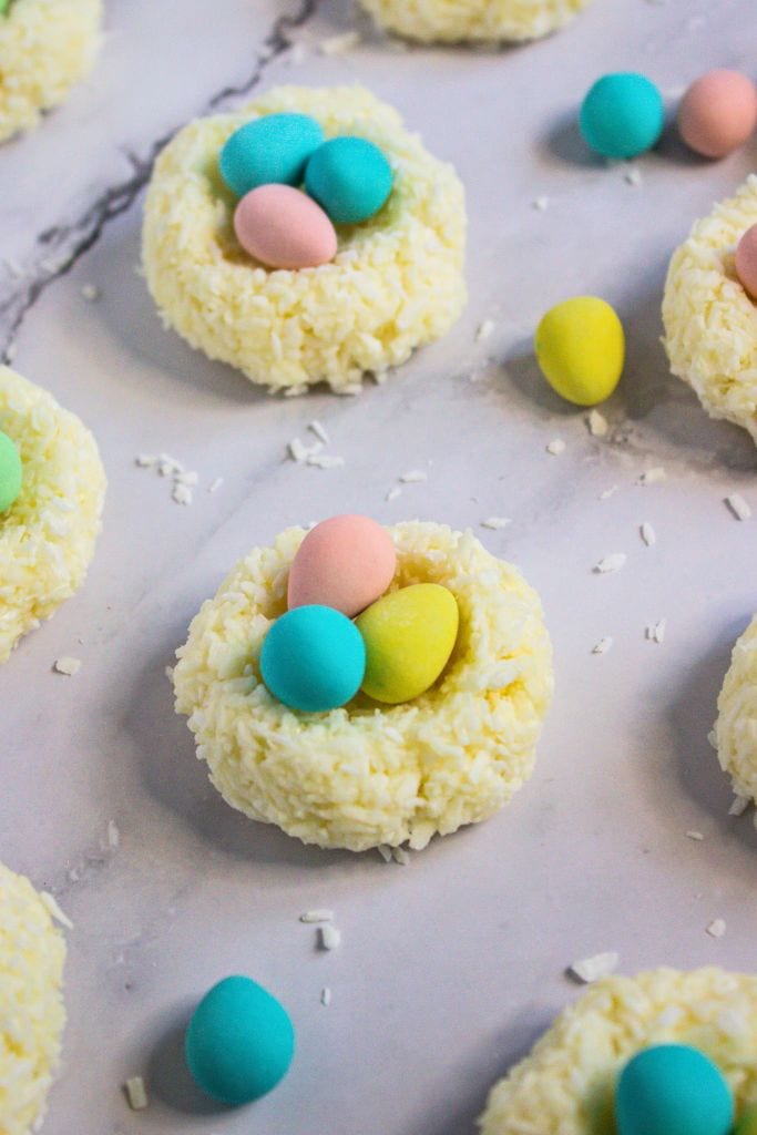 coconut cookies with cadbury eggs.