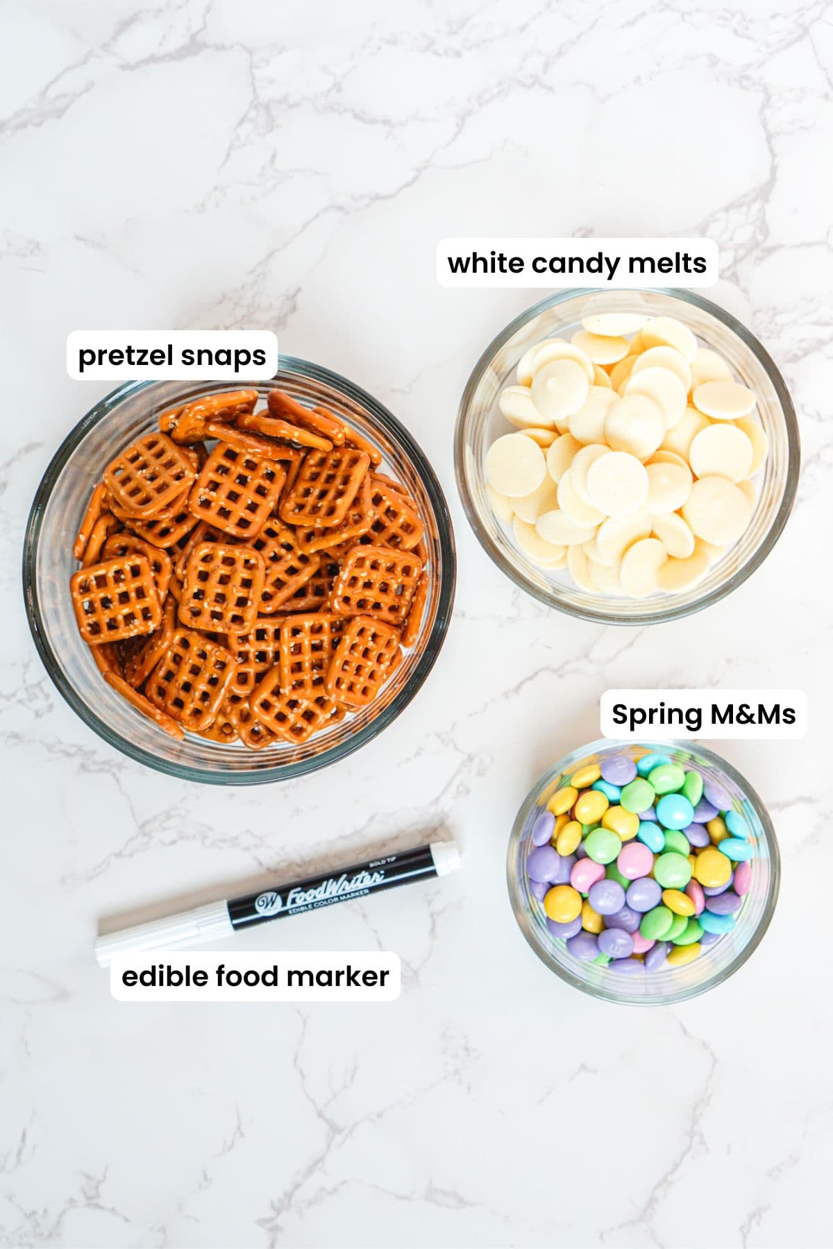 easter bunny pretzels ingredients labelled.