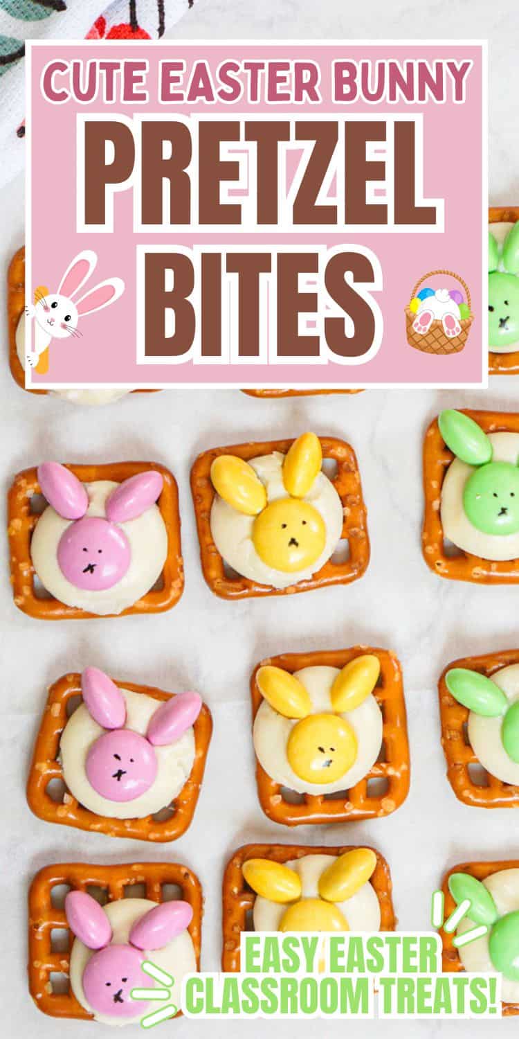 easter bunny pretzel bites with text overlay.