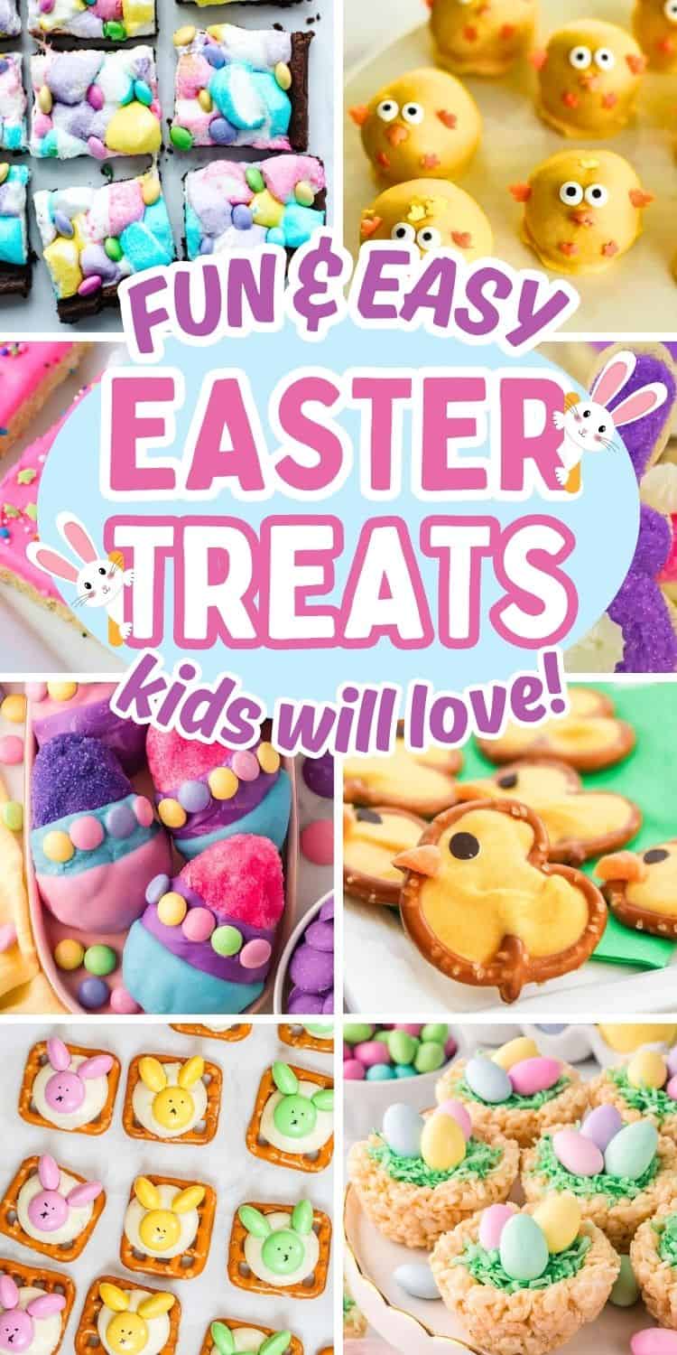 collage of fun easter desserts for kids.