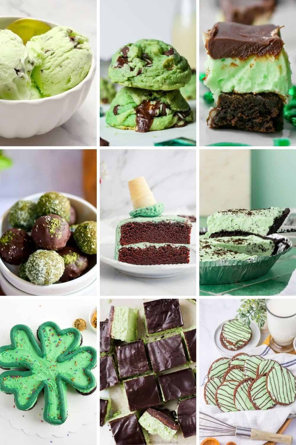 collage of green dessert ideas.