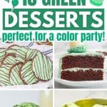 collage of green dessert recipes with text overlay.