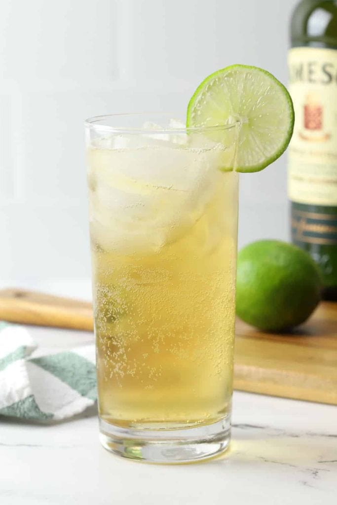 irish whiskey cocktail in tall glass.