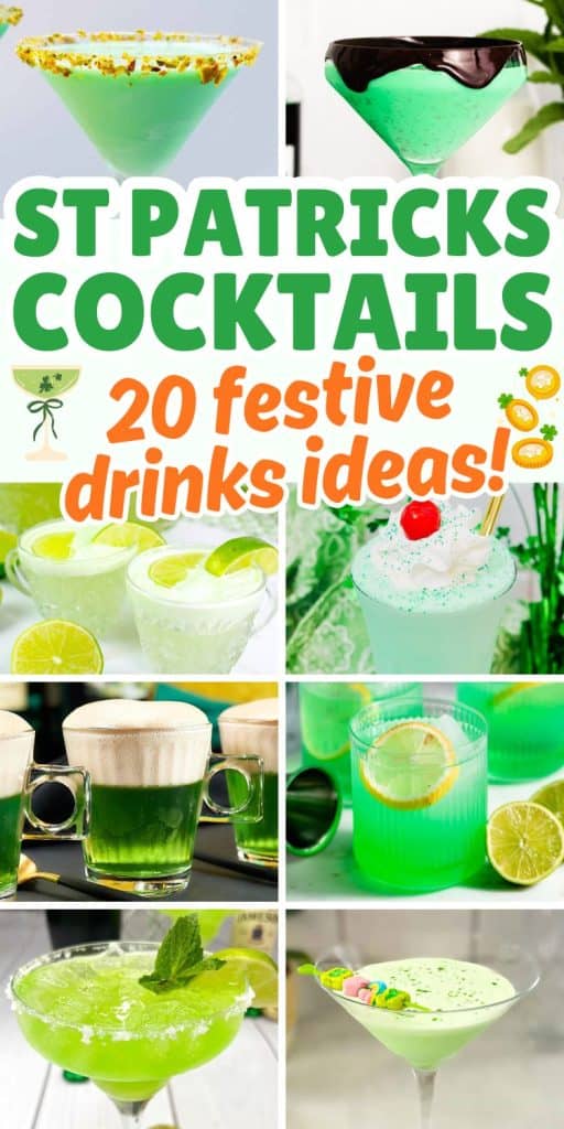collage of st patricks day drinks.