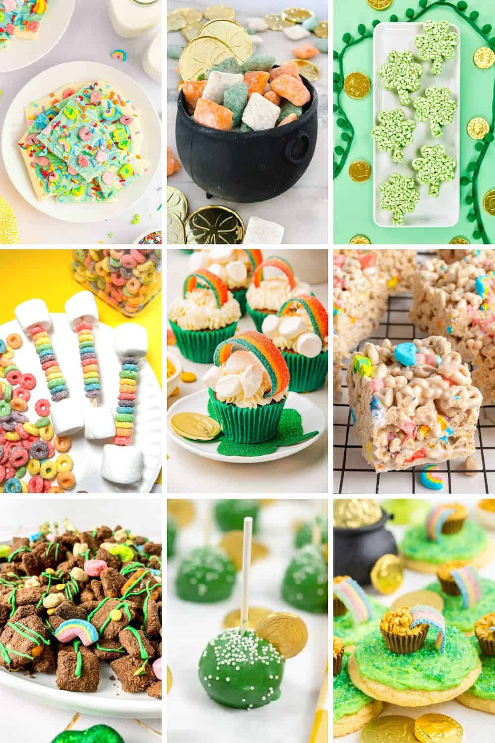 collage of st patricks day treats ideas.