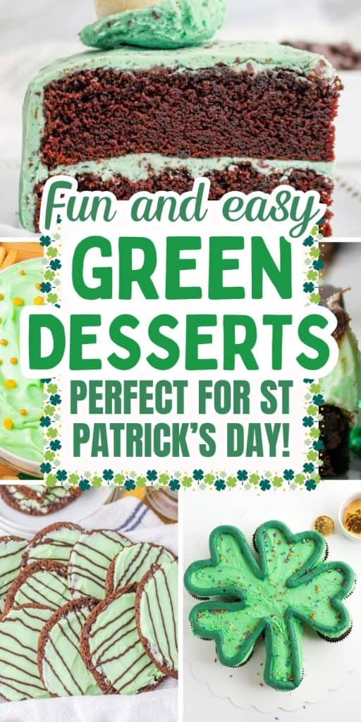 collage of green dessert ideas with text.