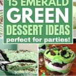collage of emerald green desserts.