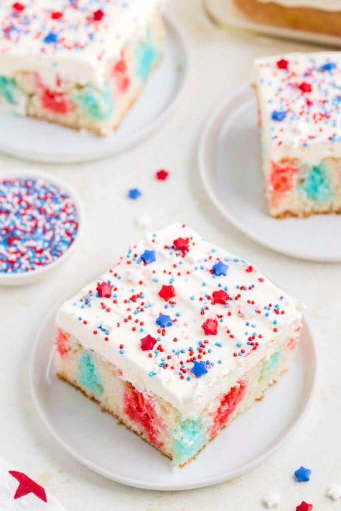 red white and blue poke cake.