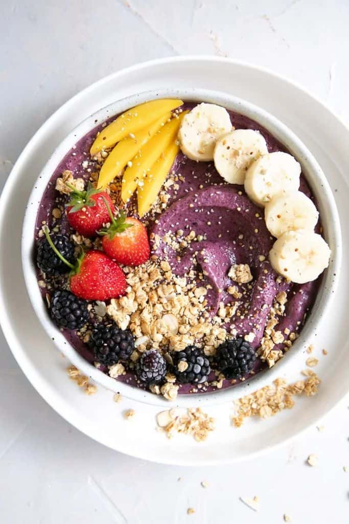 acai bowl with fresh fruit.