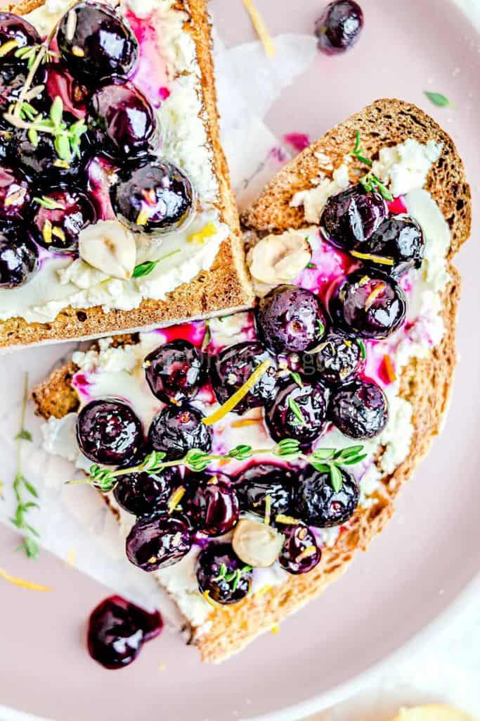 blueberries on toast.