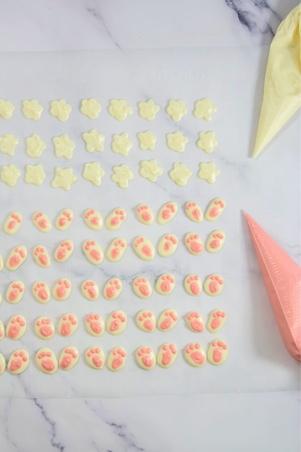 bunny paws and tails in candy shapes.