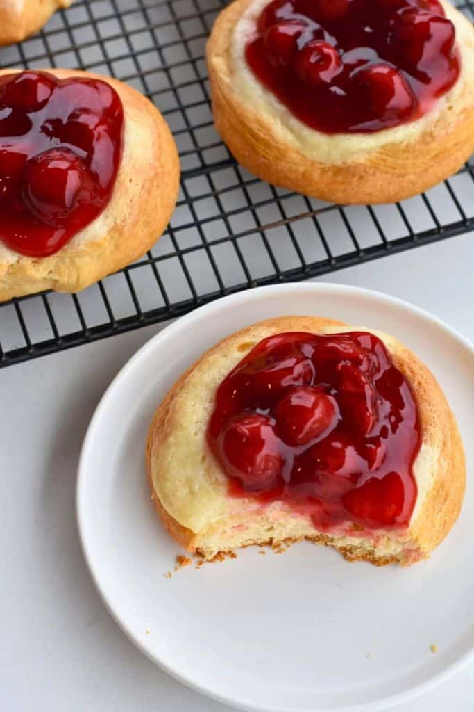 individual cream cheese cherry danish.