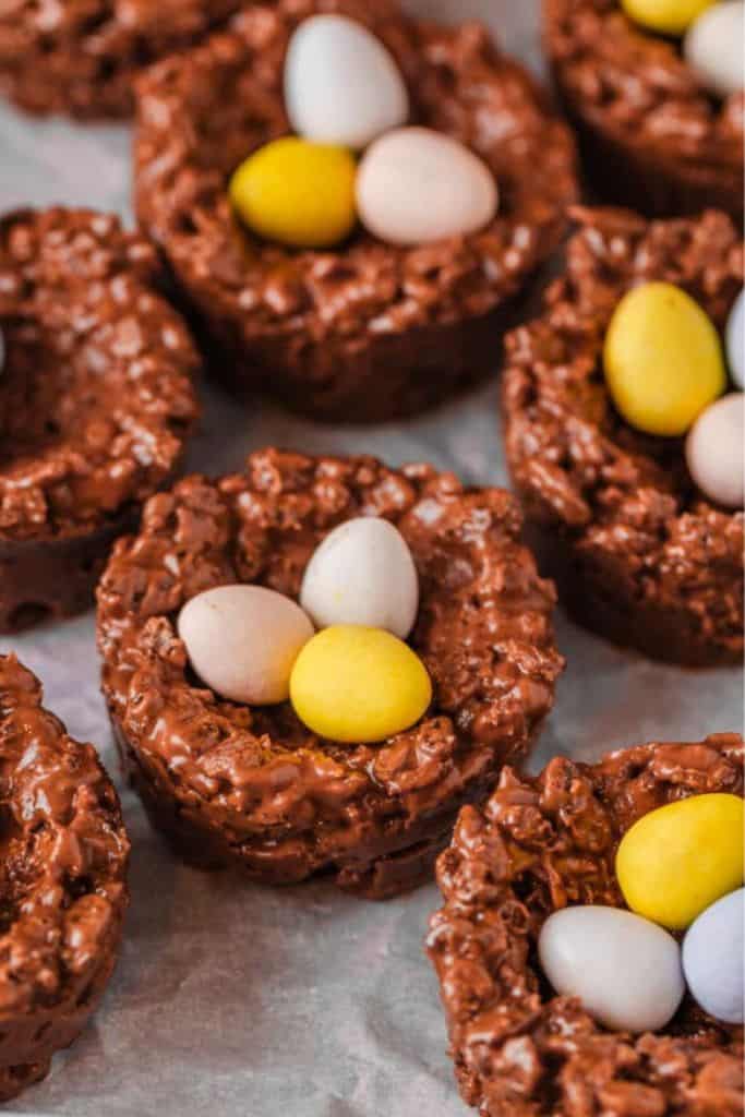 chocolate easter nest cookies.