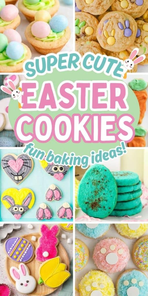 collage of easter cookie ideas for baking.