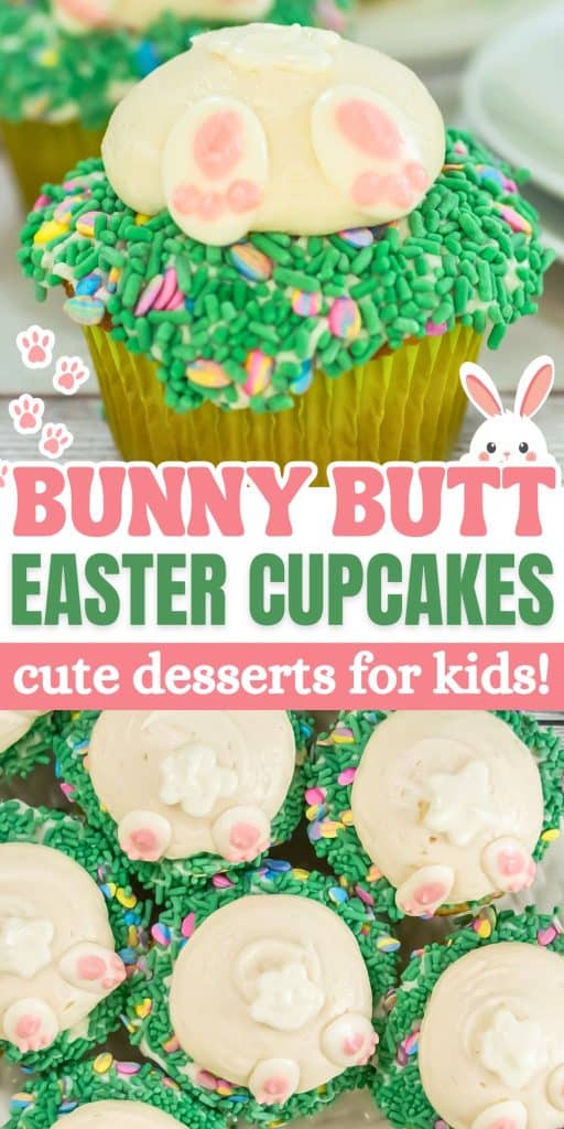 collage of easter bunny cupcakes.