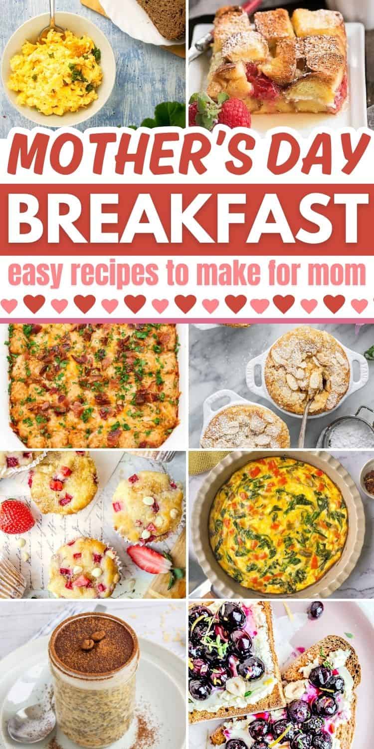 collage of breakfast ideas for mothers day.