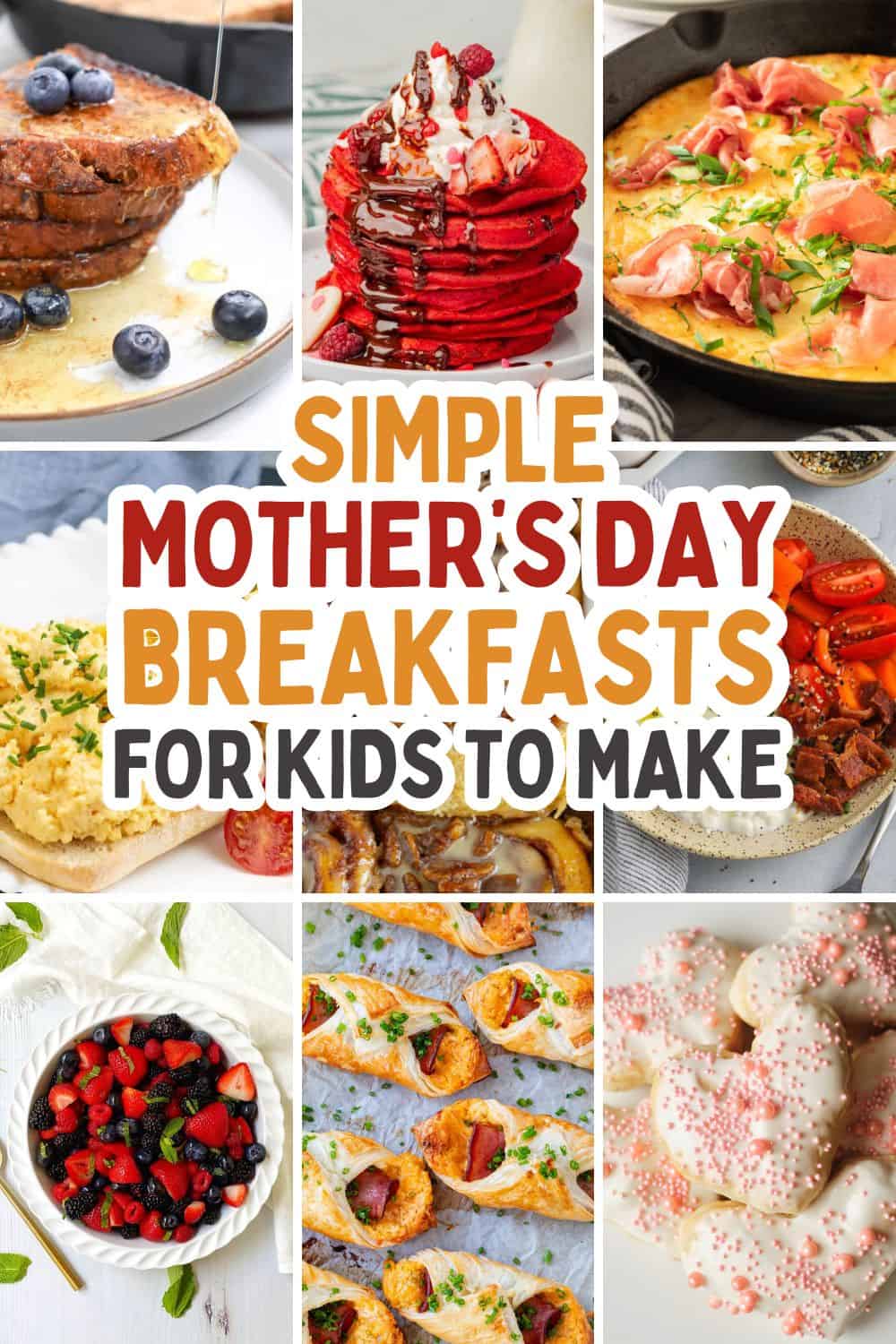 collage of simple breakfast ideas for mom.