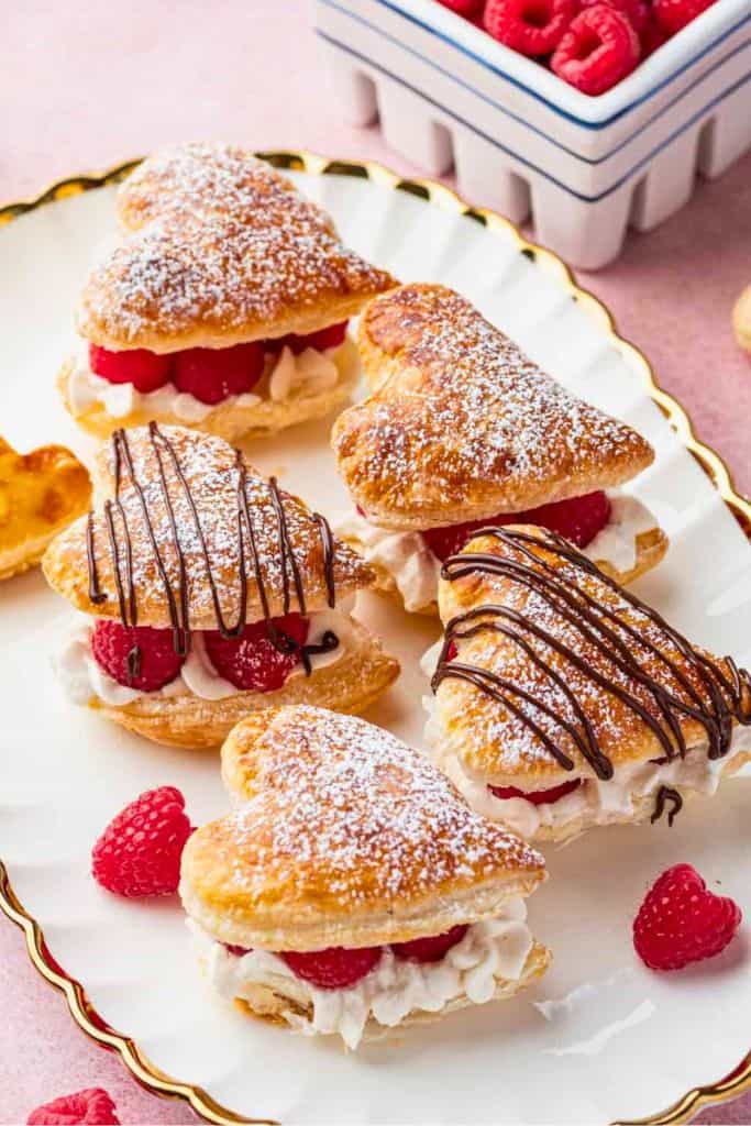 cream filled puff pastry heart treats.