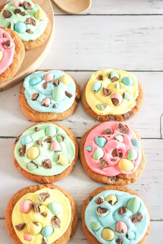 frosted mini egg cookies.