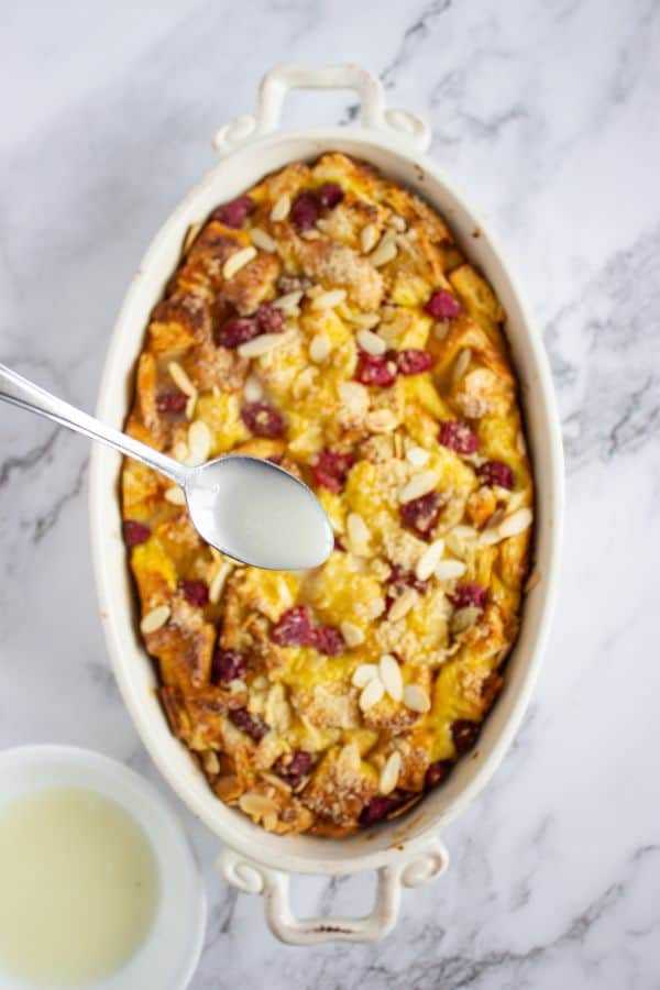 lemon glaze over french toast bake.