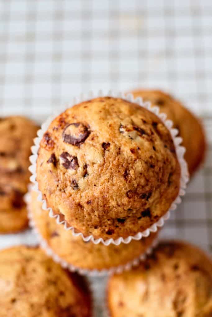 stack of mocha coffee muffins.