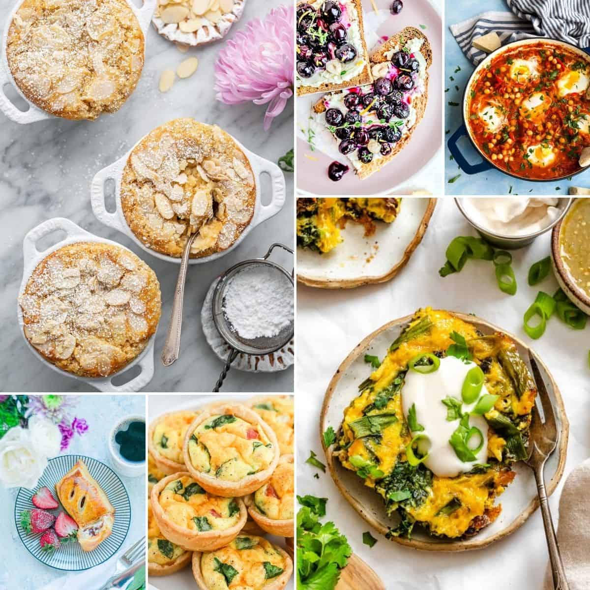 collage of mother's day breakfast ideas.
