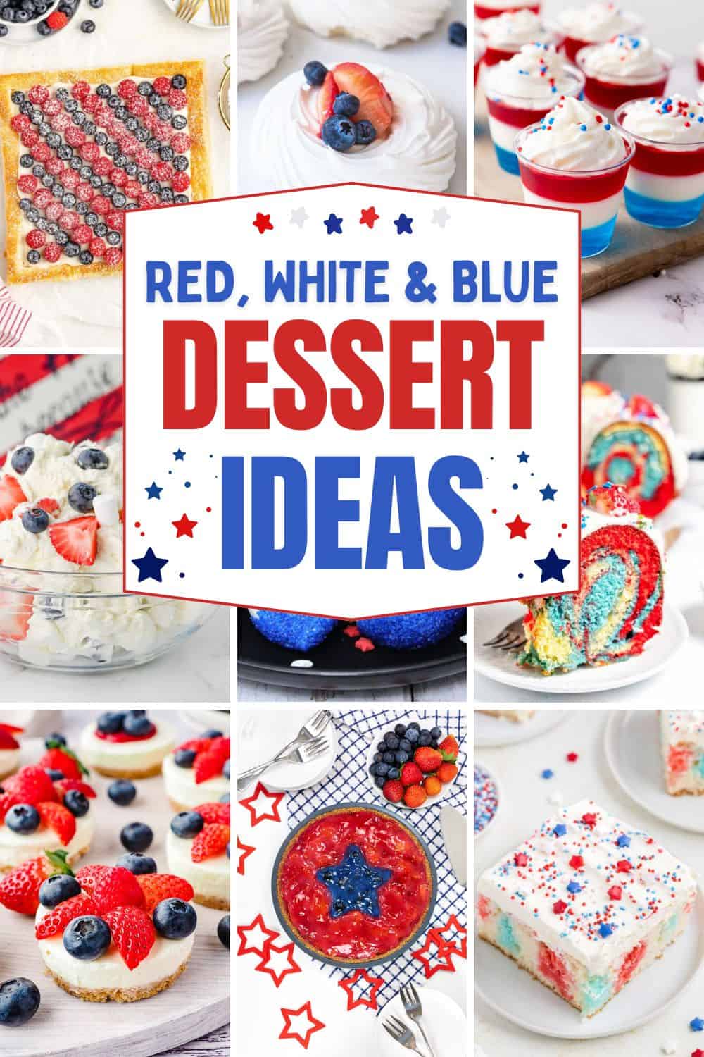 collage of patriotic desserts.