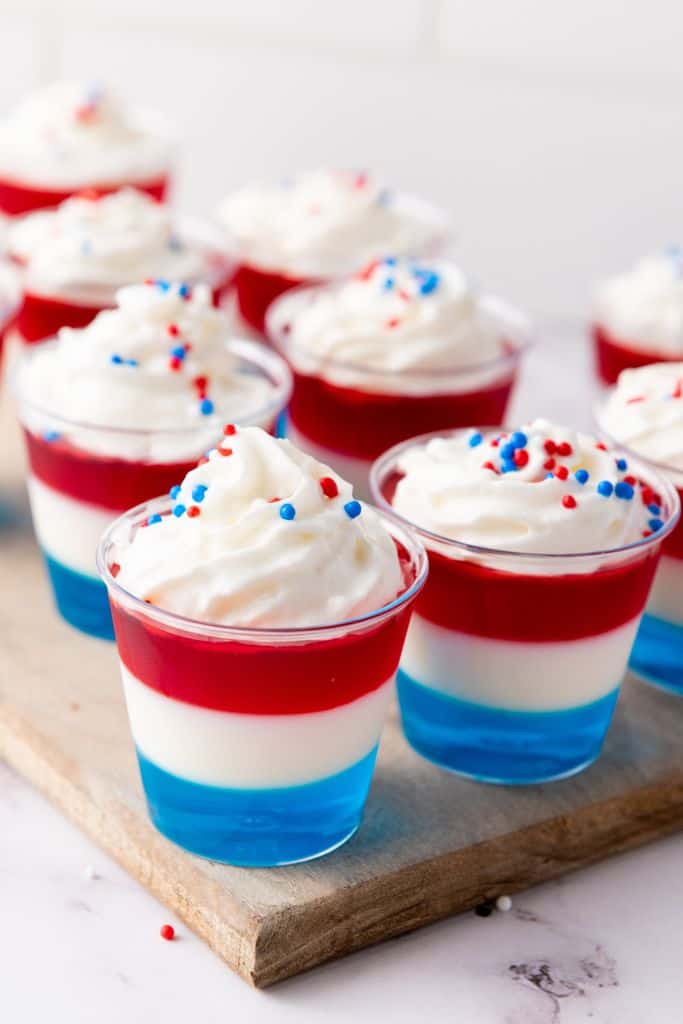 4th of july jello cups.