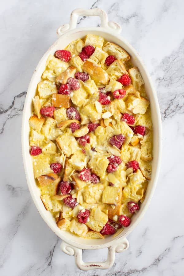 french toast ingredients soaking in dish.