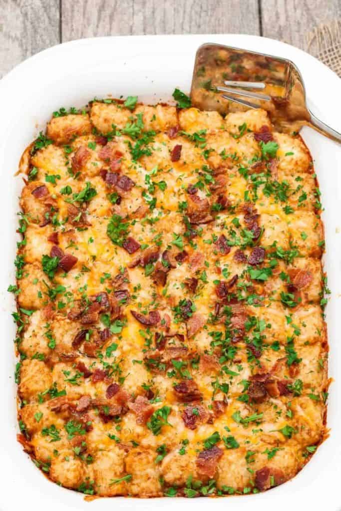 cheesy tater tot breakfast bake.