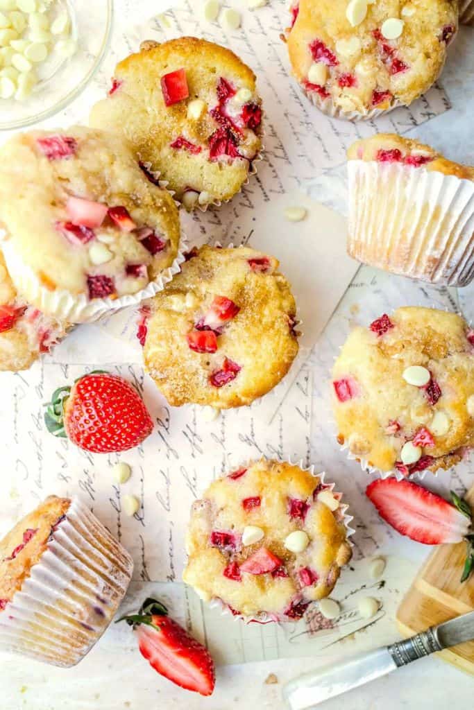 strawberry white chocolate muffins.