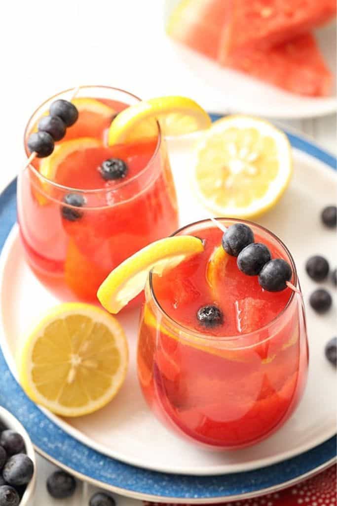 4th of july punch in glass.