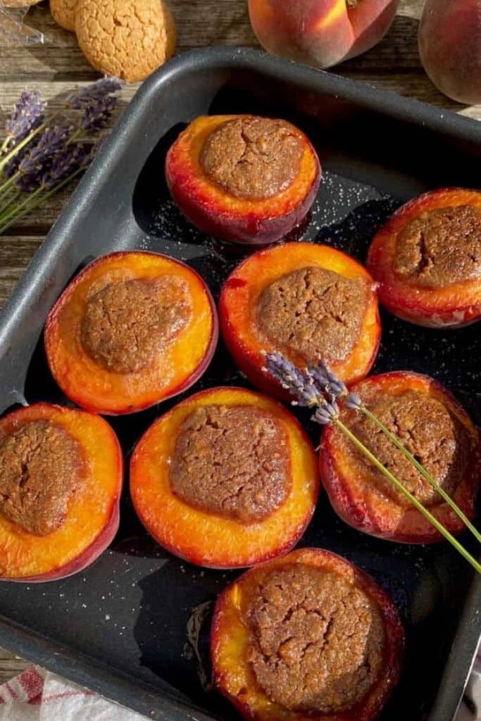 baked peaches with amaretti.