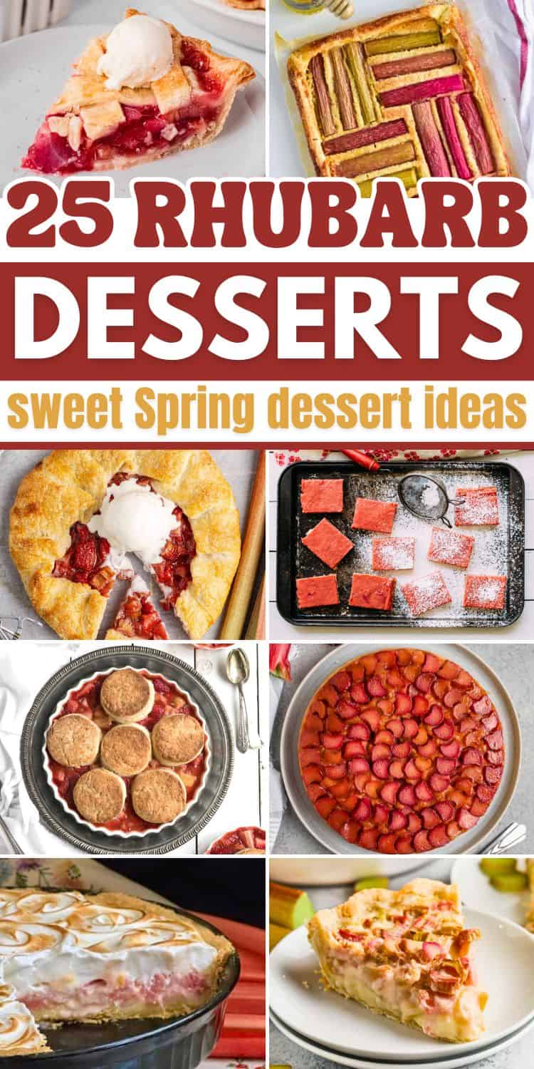 collage of recipes with rhubarb.