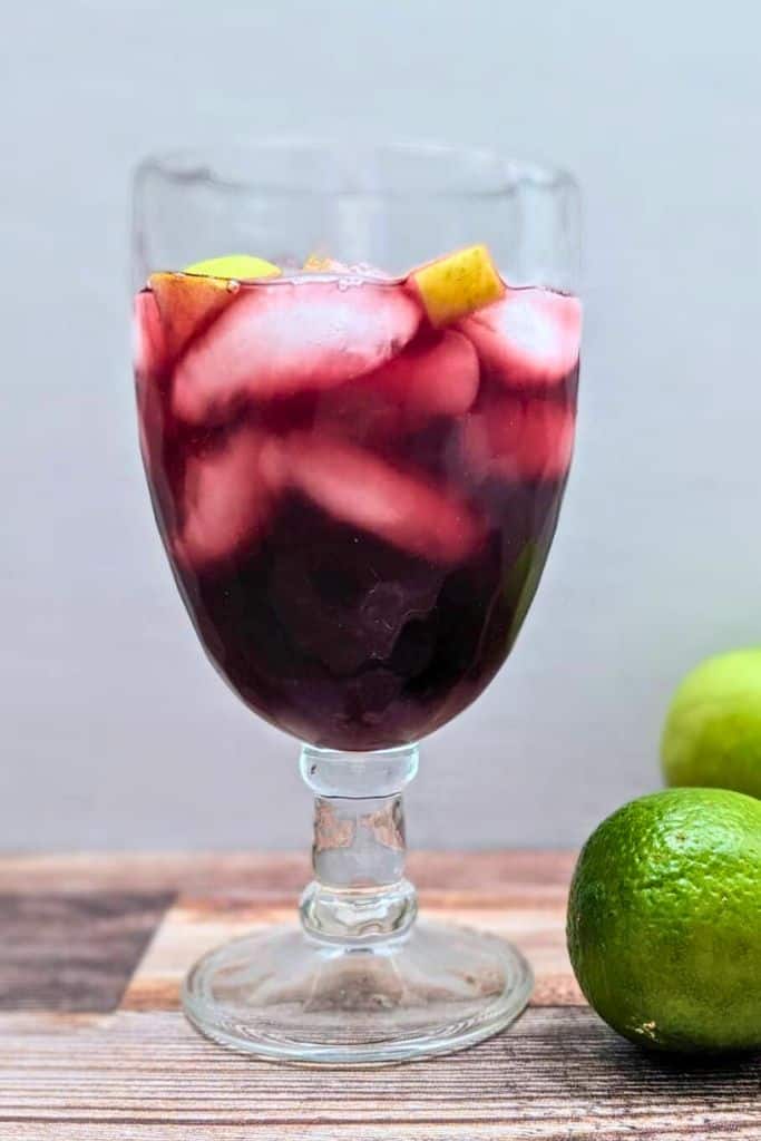 blackberry sangria in glass.